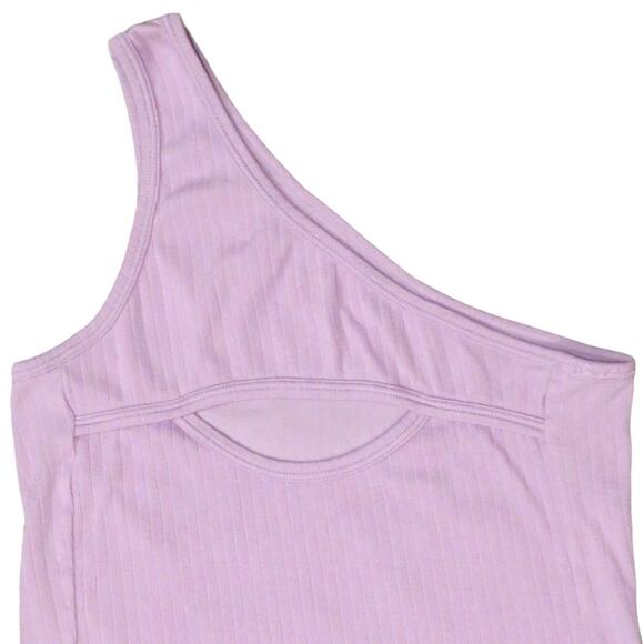 Suzette Collection Y2K Ribbed One Shoulder Crop Top Cut Out Cami Shirt Purple OS - Picture 4 of 6